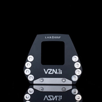 Sole of a black L.A.B. Golf VZN.1i putter
